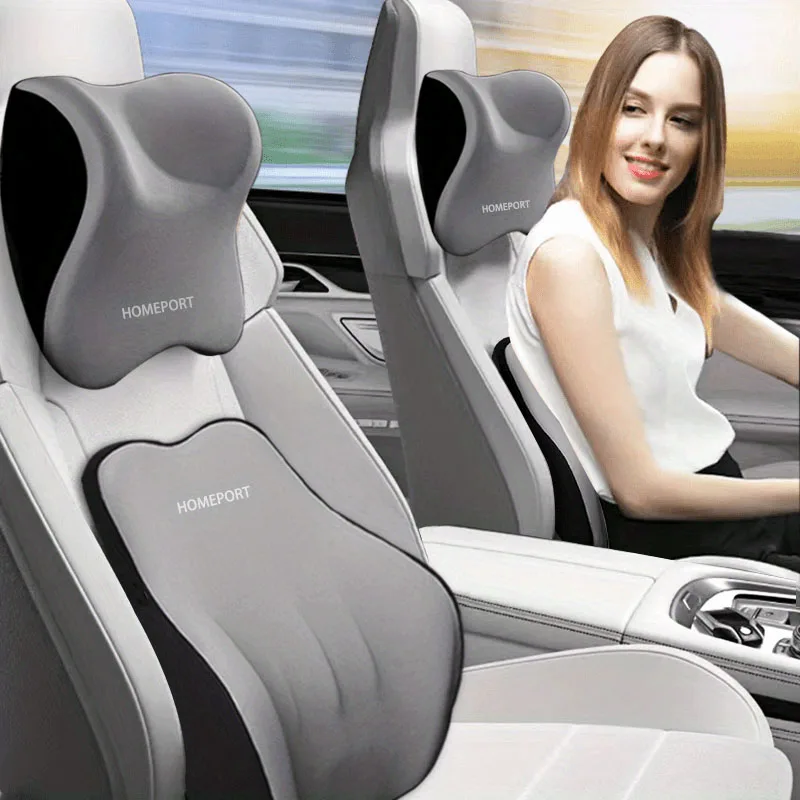 Memory Foam Car Neck Pillow Lumbar Support - รถหน่วยความจําโฟม Headrest ชุดรถคอหมอนรถเอวเอวเบาะเอวรถที่นั่งหมอนอุปกรณ์เสริมเครื่องมือ