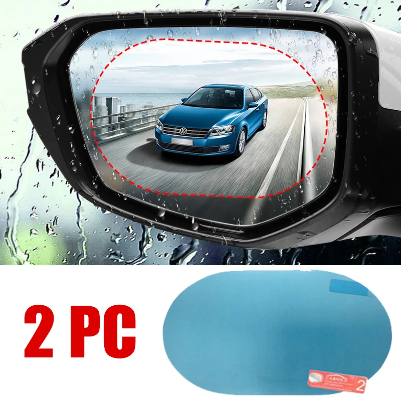 Anti Glare Car Rearview Mirror Film - 2PCS รถสติกเกอร์กันฝนสําหรับกระจกมองหลังรถยนต์กระจกมองหลังรถยนต์กระจกฝนฟิล์ม CLEAR Sight ใน Rainy