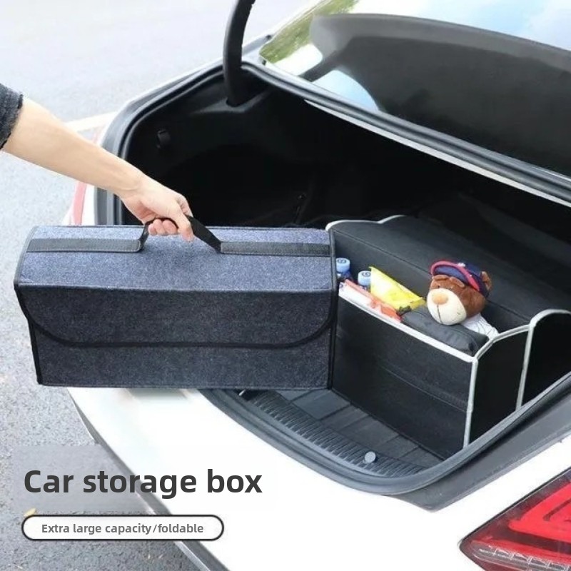 Car Trunk Organizer Foldable Storage Box - กล่องเก็บของท้ายรถแบบพับได้ ทำจากผ้าสักหลาด อเนกประสงค์ ใช้จัดเก็บของในท้ายรถและเครื่องมือในบ้าน