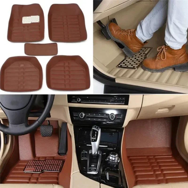Car Floor Mats Universal Waterproof Leather - แผ่นรองพื้นรถยนต์กันน้ำคุณภาพพรีเมียม 5 ชิ้น ทำความสะอาดง่าย ทนทาน ผลิตจากหนัง