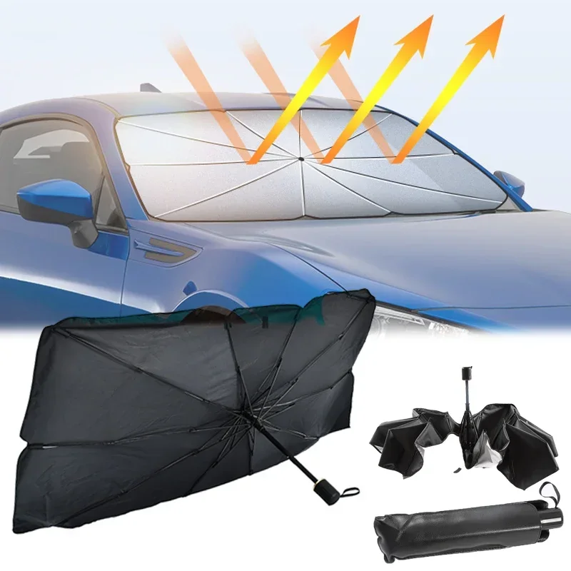 Car Sunshade Windshield Umbrella Foldable - แผ่นบังแดดกระจกรถยนต์, ร่มบังแดดแบบพับได้/ผ้าคลุมสำหรับรถยนต์ส่วนใหญ่ แผ่นบังแดดสะท้อนแสงสำหรับกระจกหน้ารถ