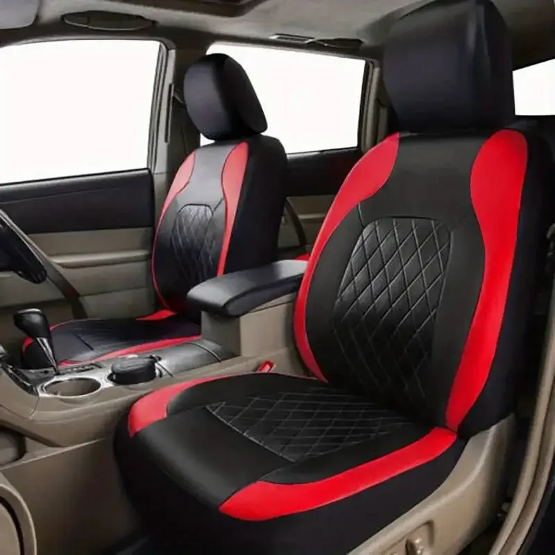 Leather Car Seat Covers Full Set Universal - ชุดหุ้มเบาะรถยนต์หนังเทียมแบบสากล – ประกอบด้วยเบาะหน้าและเบาะหลัง เหมาะสำหรับรถ SUV และรถบรรทุกส่วนใหญ่