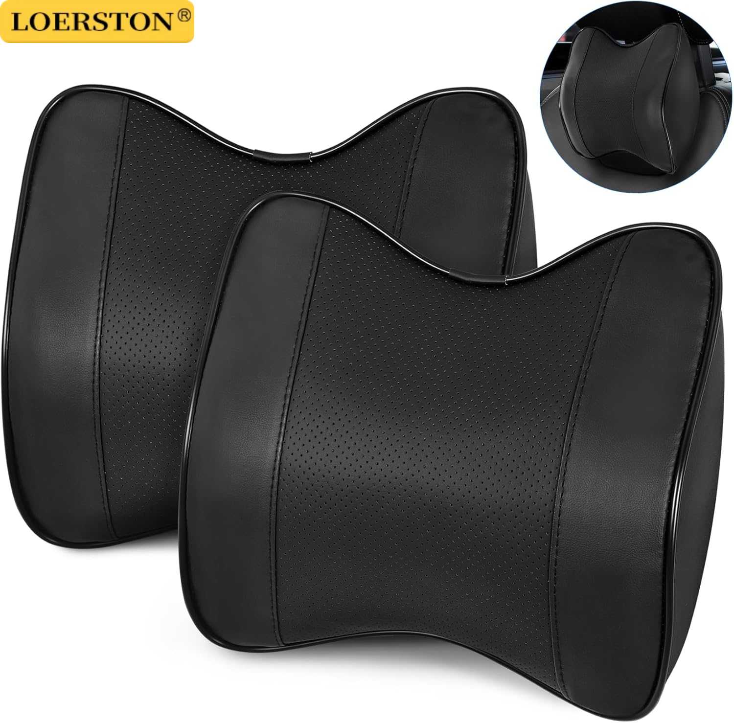 Memory Foam Car Neck Pillow Lumbar Support - หมอนรองคอในรถยนต์ หมอนรองศีรษะในรถยนต์ วัสดุเมมโมรี่โฟม ระบายอากาศได้ดี คืนตัวช้า ป้องกันการกระแทก