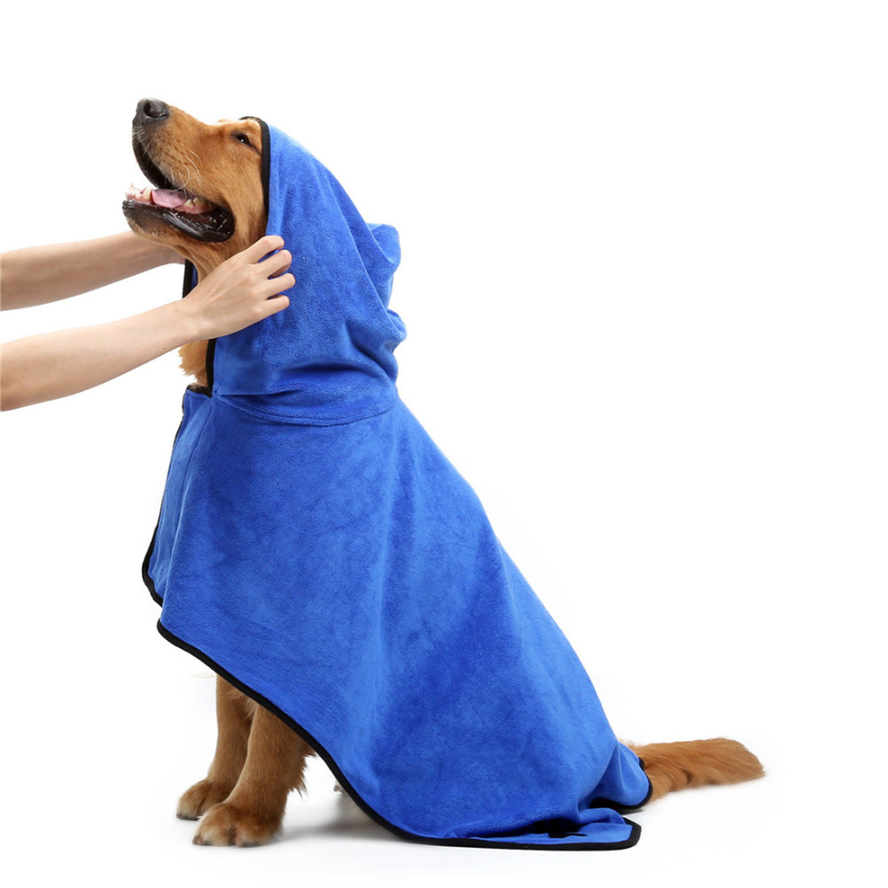 Microfiber Car Drying Towel Super Absorbent - เสื้อคลุมอาบน้ำสัตว์เลี้ยงไมโครไฟเบอร์ ผ้าขนหนูสำหรับสุนัข แห้งเร็ว ซึมซับน้ำได้ดีเยี่ยม สายคล้องคอปรับได้ สวมใส่ง่าย