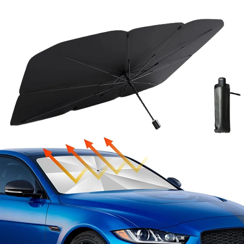 Car Sunshade Windshield Umbrella Foldable - ร่มบังแดดรถยนต์แบบพกพาสำหรับกระจกหน้ารถ ป้องกันรังสียูวี ปรับความเข้มแสงได้ พับเก็บได้ ใช้คลุมกระจกหน้ารถ