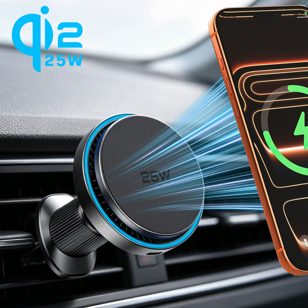 Magnetic Phone Holder For Car Vent - ที่ชาร์จไร้สายแม่เหล็ก Car QI2 25W สำหรับ Magsafe