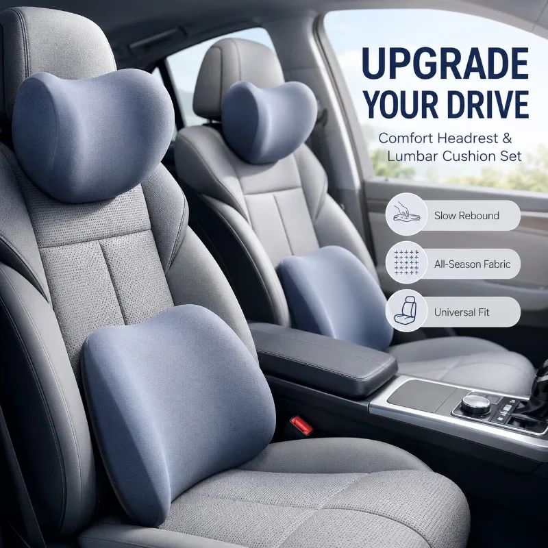 หมอนรองคอในรถยนต์ เมมโมรี่โฟม  - Memory Foam Car Neck Pillow Lumbar Support บทวิจารณ์และราคา