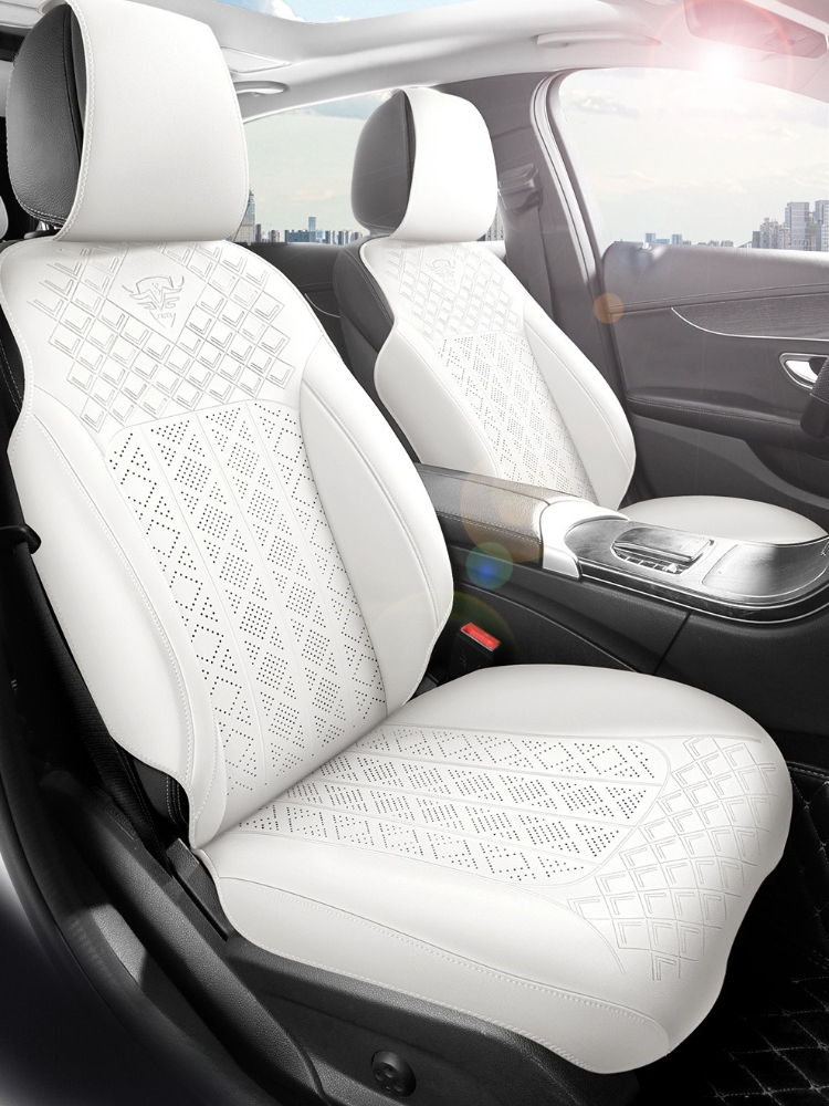 แผ่นรองเบาะรถยนต์หนังคุณภาพสูง - Leather Car Seat Covers Full Set Universal บทวิจารณ์และราคา