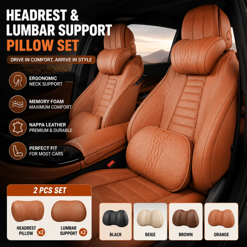 หมอนรองคอในรถยนต์ โฟมเมมโมรี่  - Memory Foam Car Neck Pillow Lumbar Support บทวิจารณ์และราคา