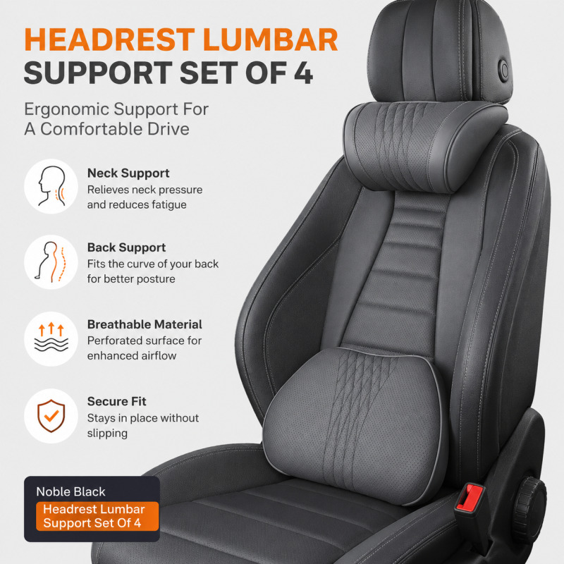 หมอนรองคอในรถยนต์ โฟมเมมโมรี่  - Memory Foam Car Neck Pillow Lumbar Support บทวิจารณ์และราคา