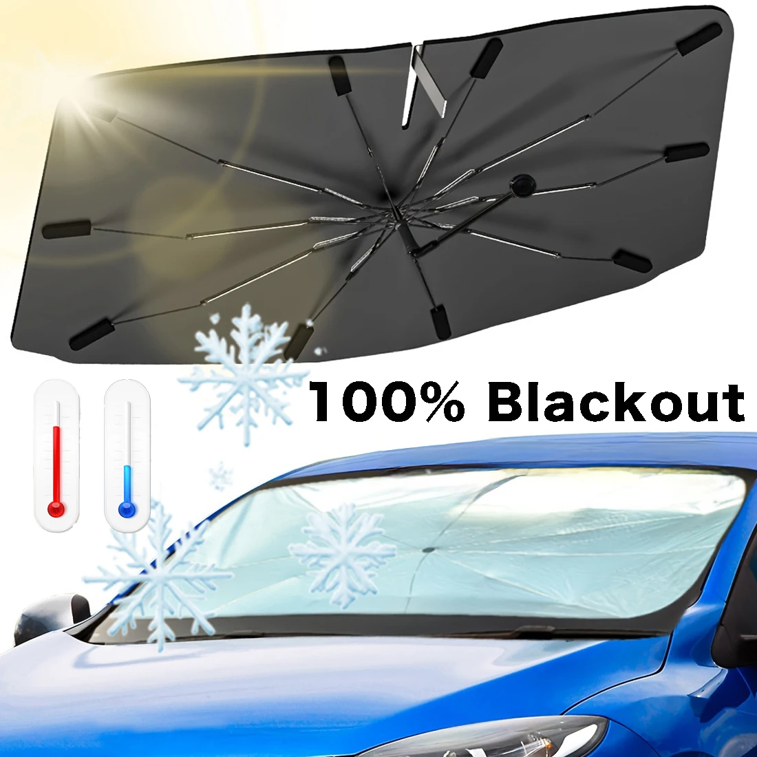 อุปกรณ์บังแดดกระจกรถยนต์แบบพับ - Car Sunshade Windshield Umbrella Foldable บทวิจารณ์และราคา