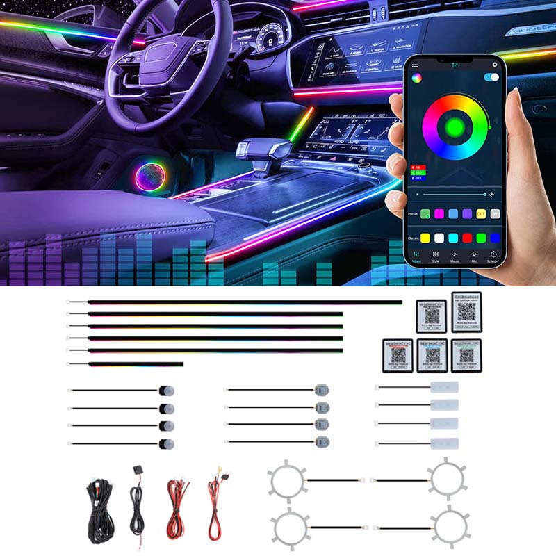 ชุดไฟ LED ตกแต่งภายในรถยนต์ 22 - Led Ambient Interior Car Lights App Control บทวิจารณ์และราคา