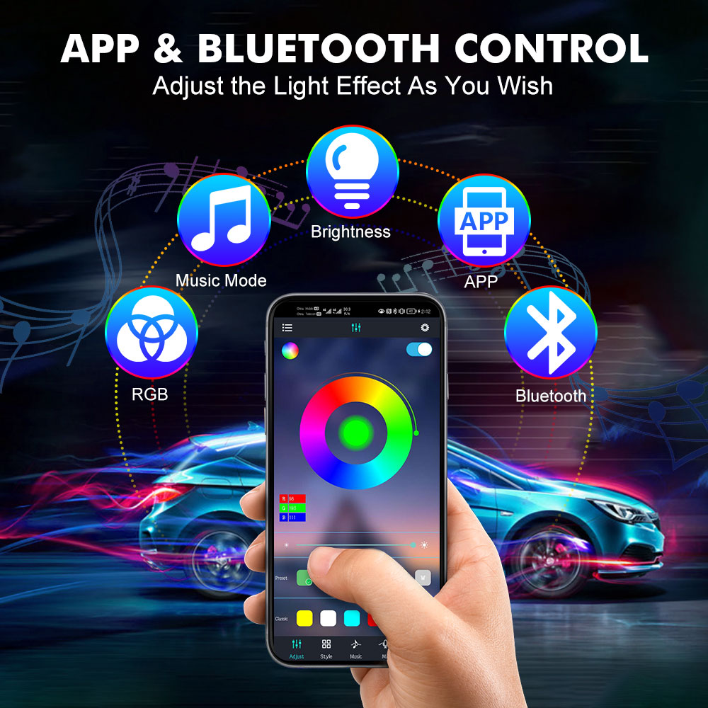 นีออน LED ภายในรถ APP เพลงรีโม - Led Ambient Interior Car Lights App Control บทวิจารณ์และราคา