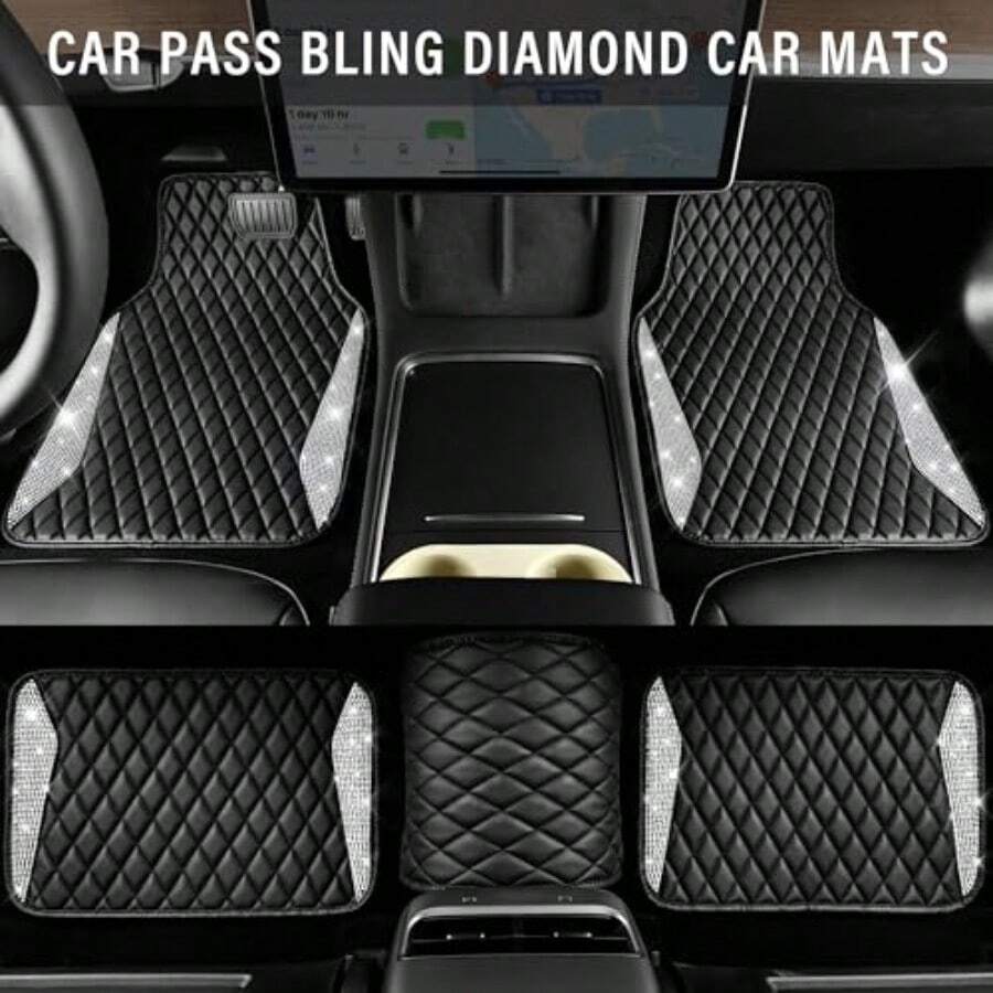 พรมปูพื้นรถยนต์หนังลายเพชรระยิ - Car Floor Mats Universal Waterproof Leather บทวิจารณ์และราคา